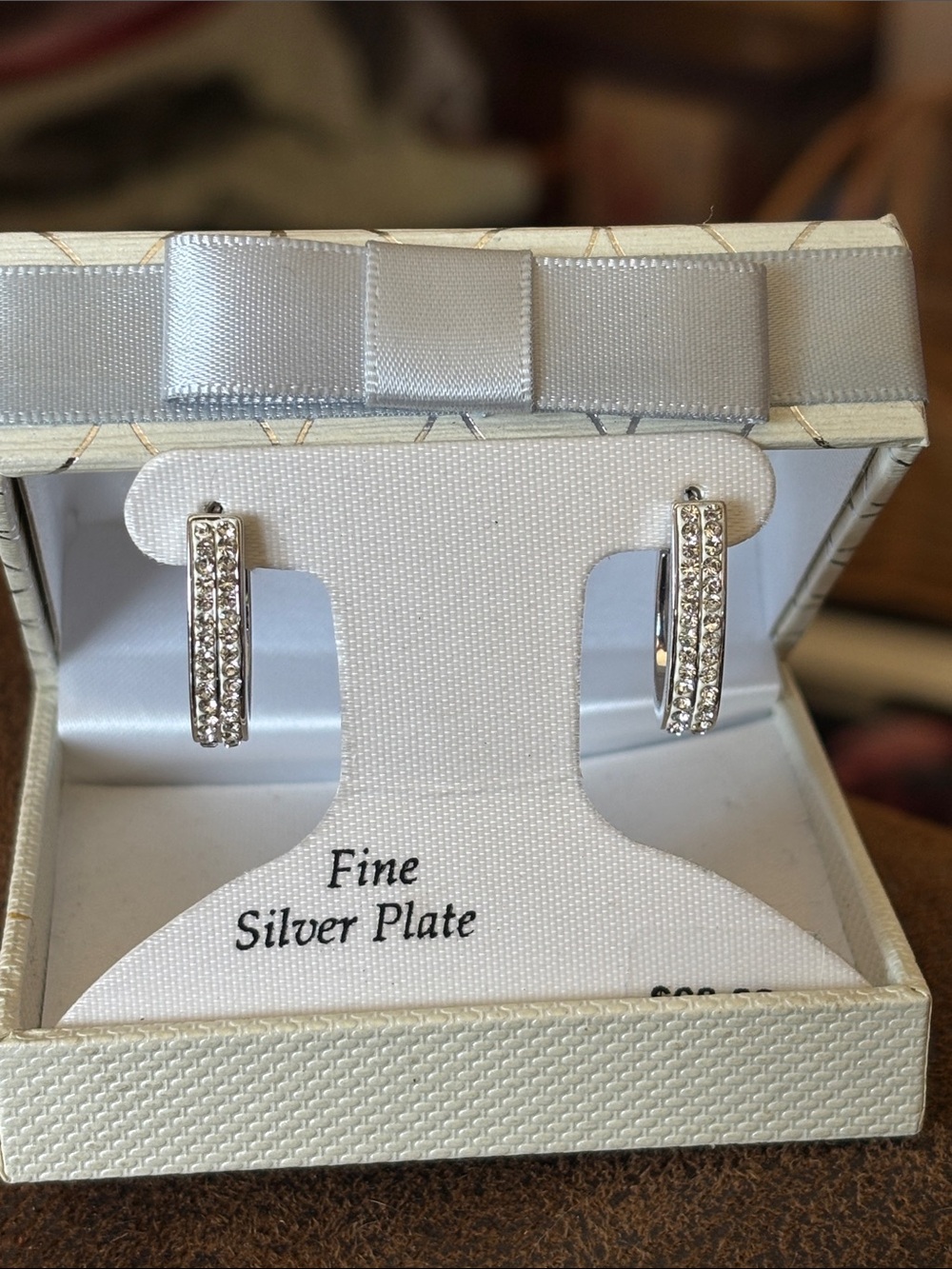 Kohl's Silver-Tone Crystal Hoop Earrings Vintage